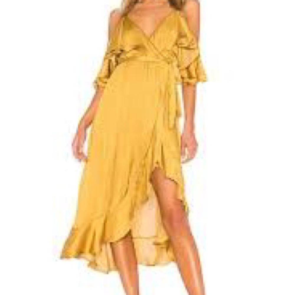 Bardot Bea Wrap Dress in Gold - Medium